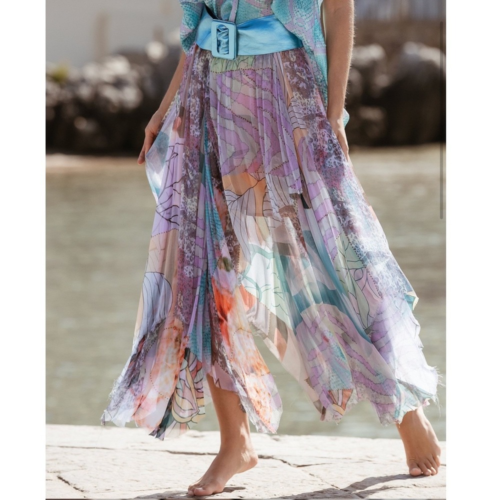 Mes Demoiselles Paris Silva Skirt Size 4 Multicolor Floral Chiffon Maxi Boho